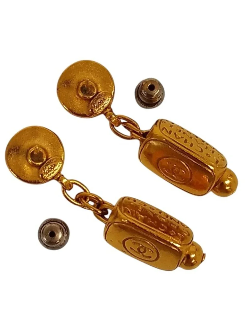 Chanel Vintage Gripoix Swing Earrings Gold Plated